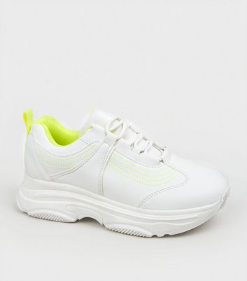 White Leather-Look Neon Trim Chunky 