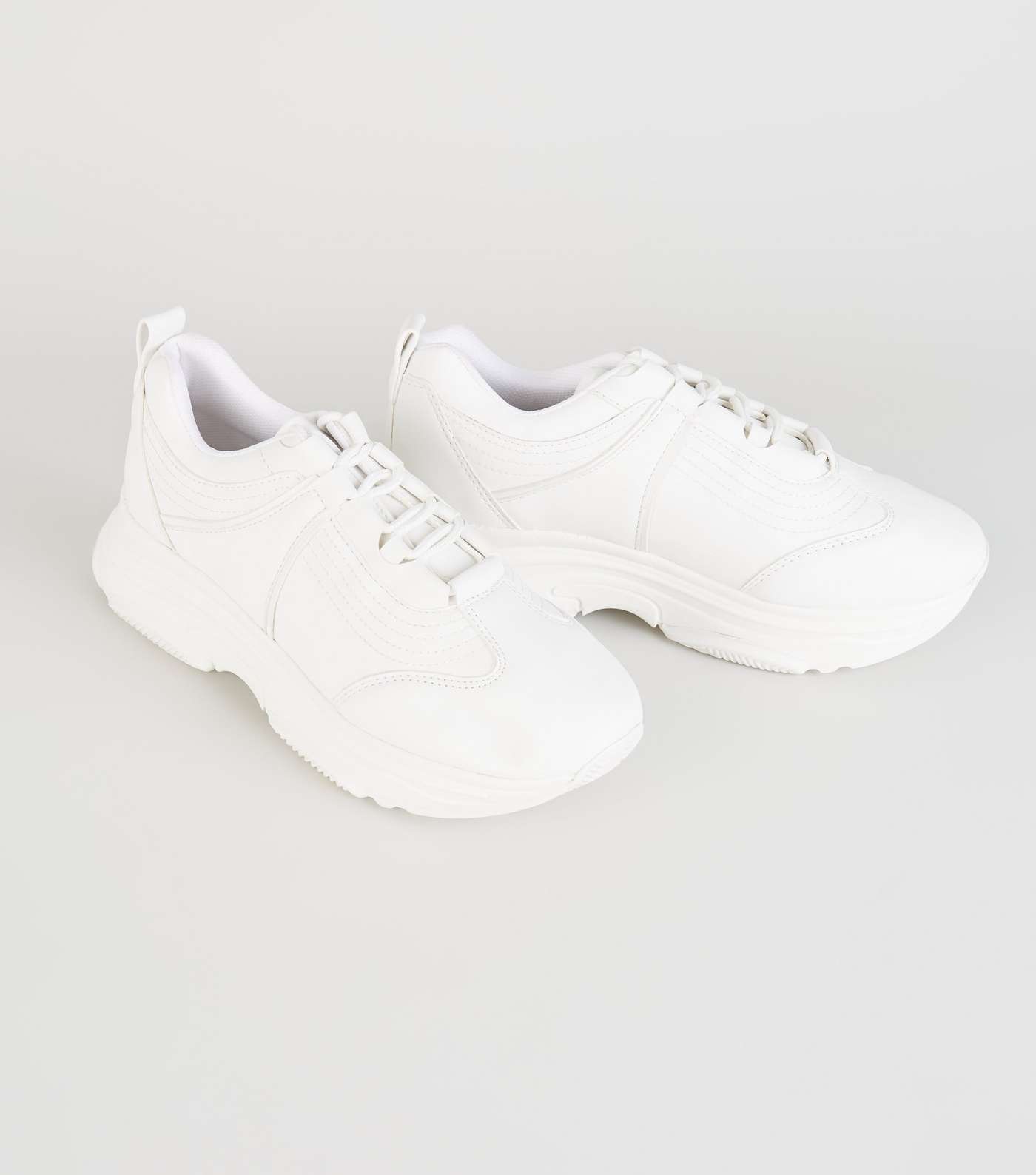 White Leather-Look Chunky Trainers Image 3