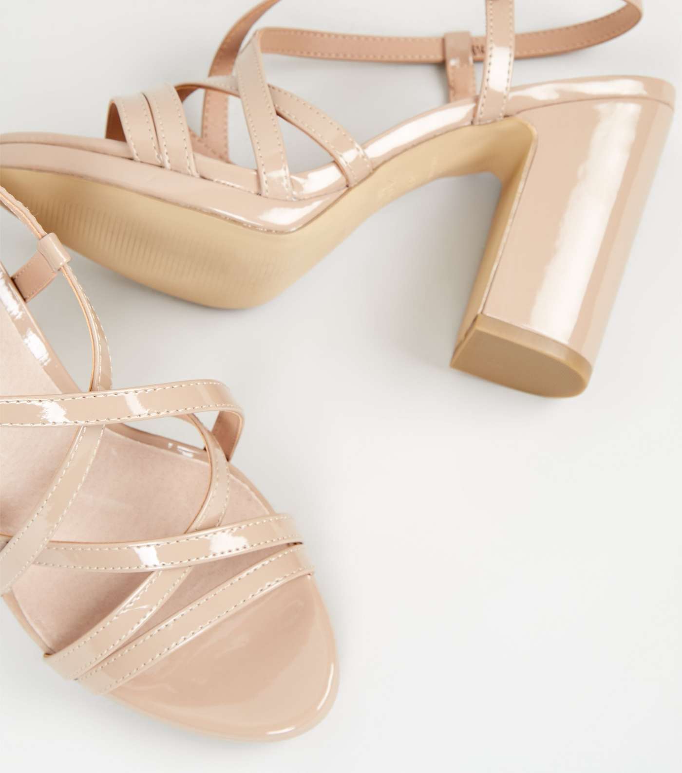 Nude Comfort Flex Patent Strappy Heeled Sandals Image 3