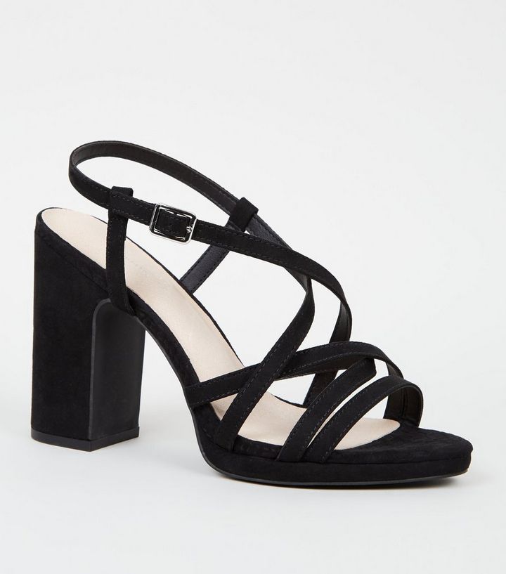 Black Comfort Flex Strappy Heeled Sandals New Look