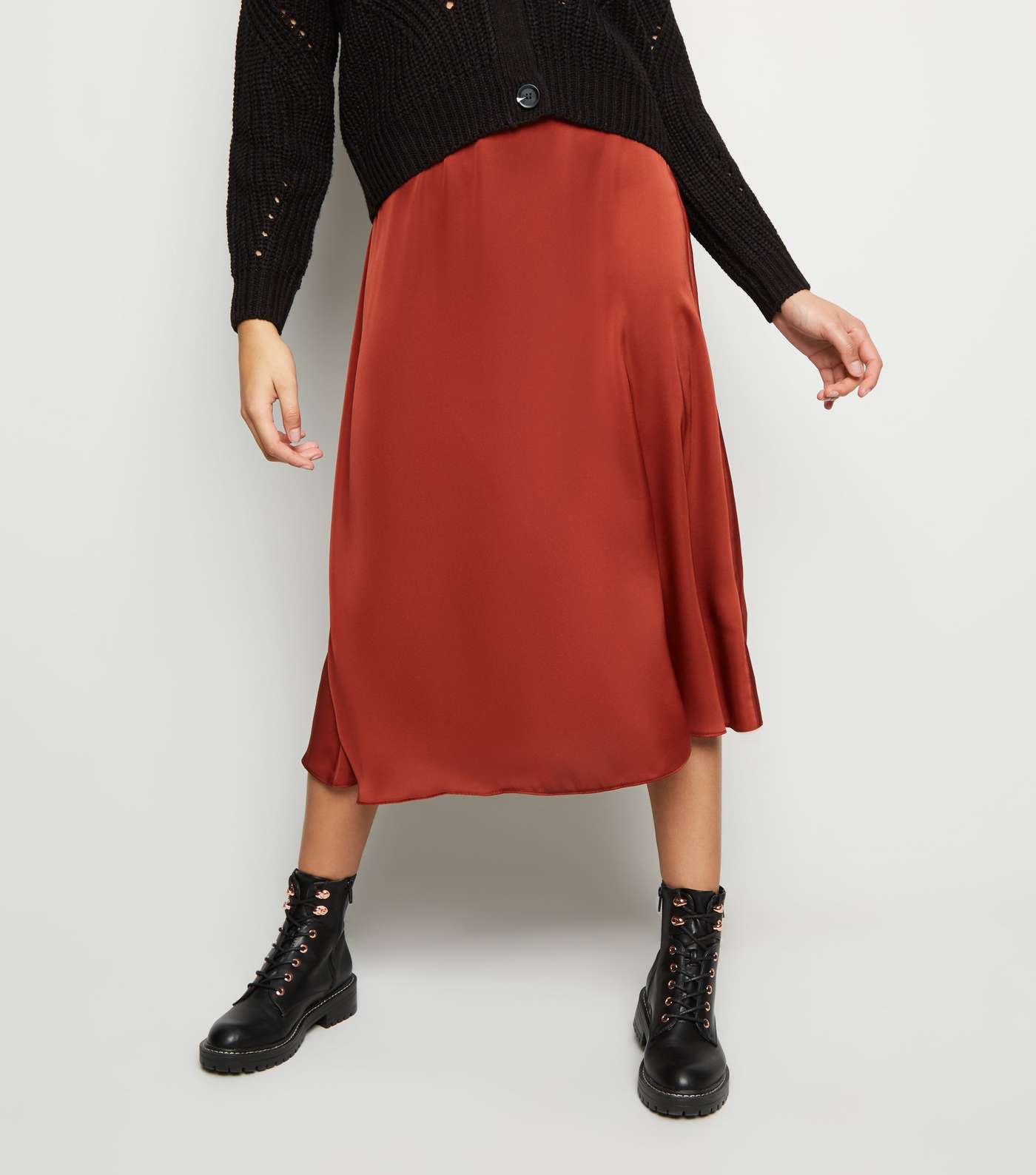 Rust Satin Midi Skirt  Image 2