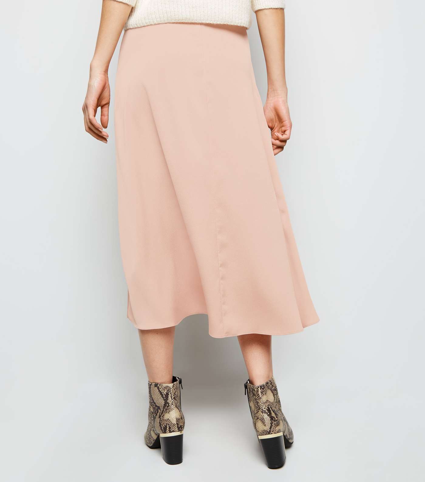 Pale Pink Satin Midi Skirt  Image 3