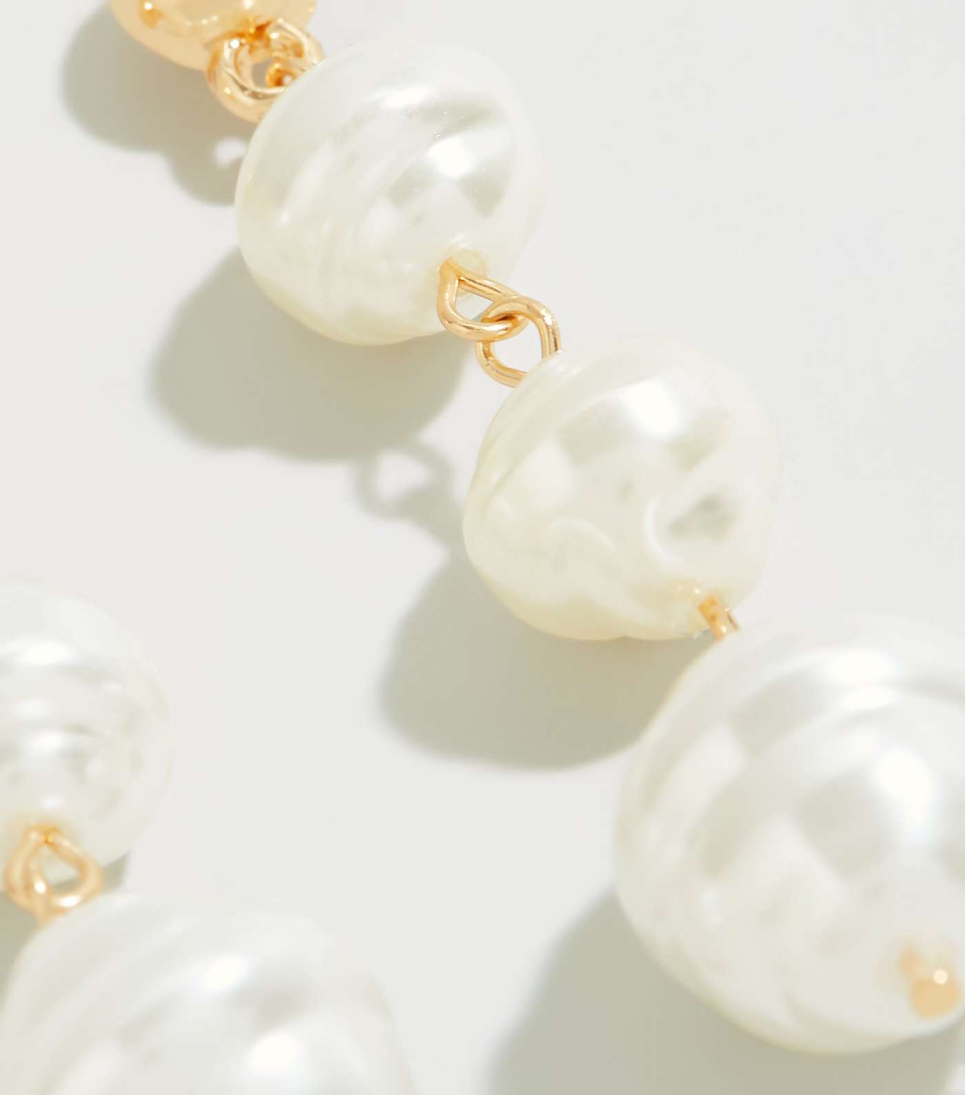 Gold Faux Pearl Drop Earrings Image 3