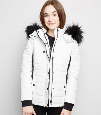 white puffer ski jacket