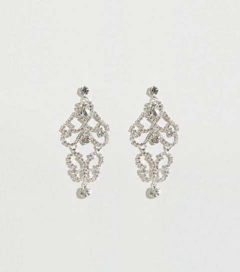 Drop Earrings New Look Silver Diamanté Chandelier Earrings