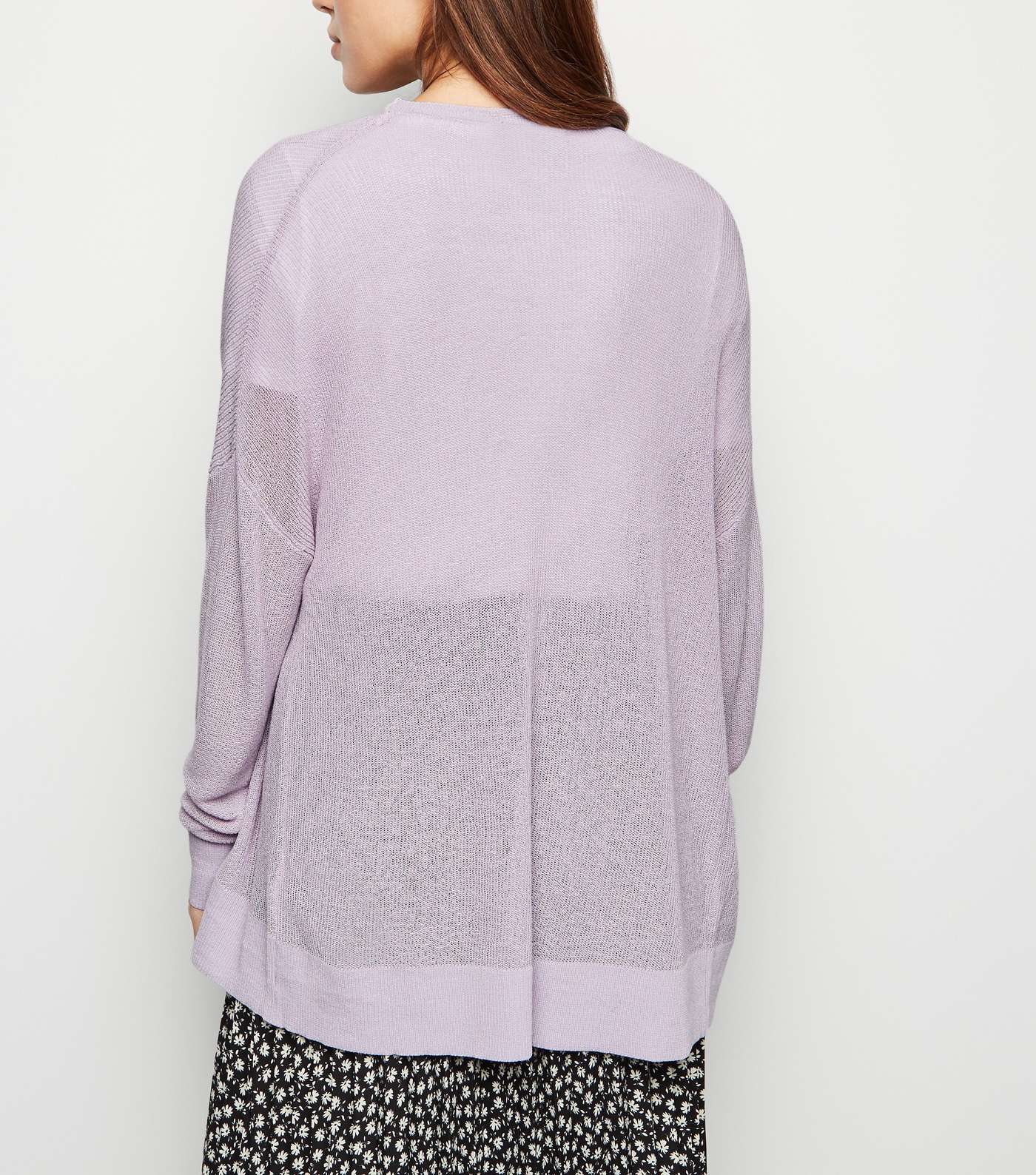 Lilac Mesh Knit Button Up Cardigan Image 3