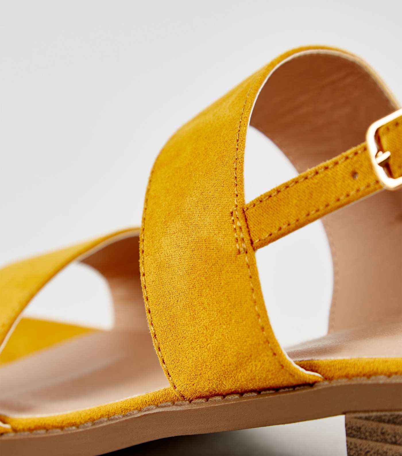 Girls Mustard Suedette Low Block Heel Sandals  Image 4
