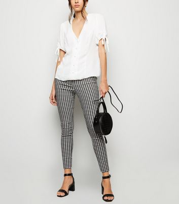 Black and white shop check trousers womens