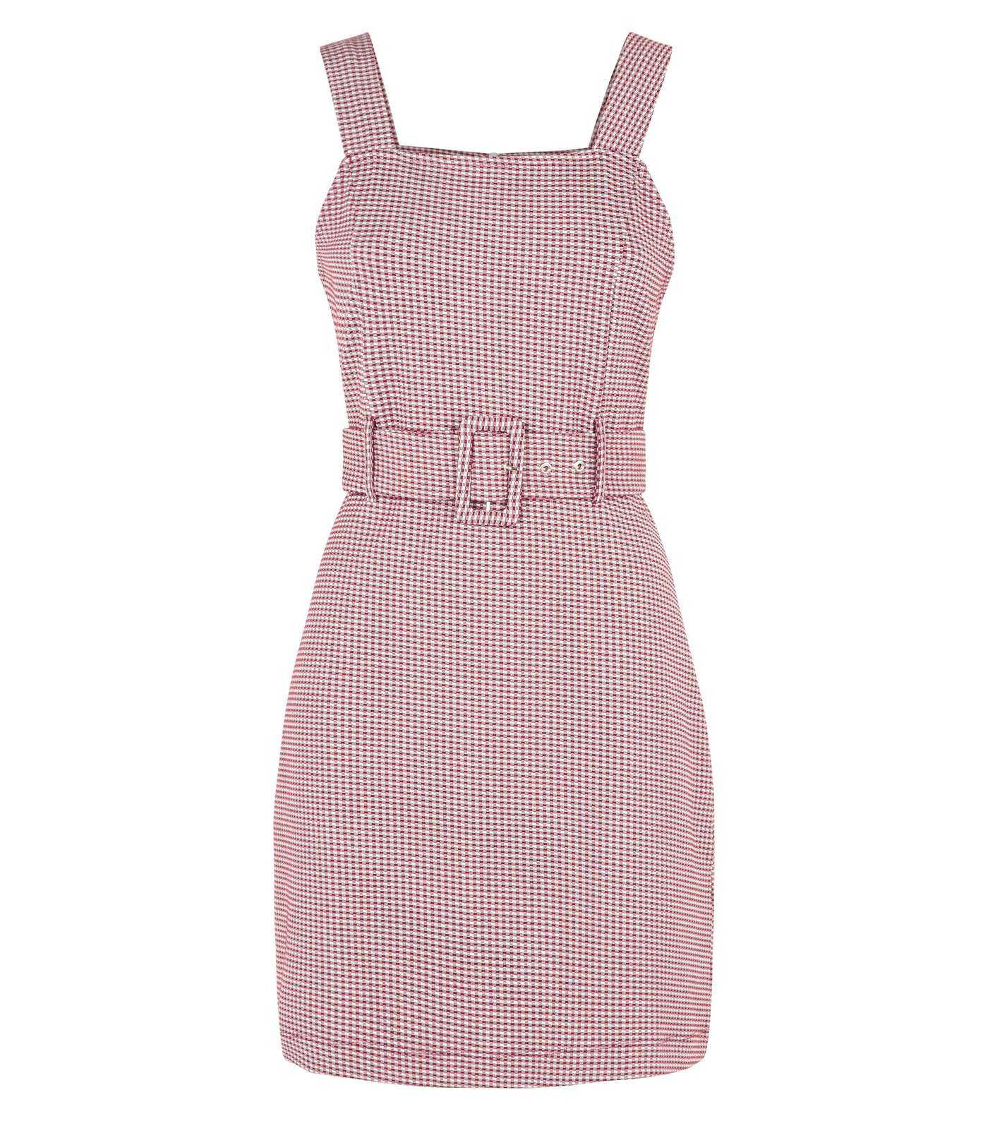 Brown Gingham Jersey Belted Pinafore Dress Image 4
