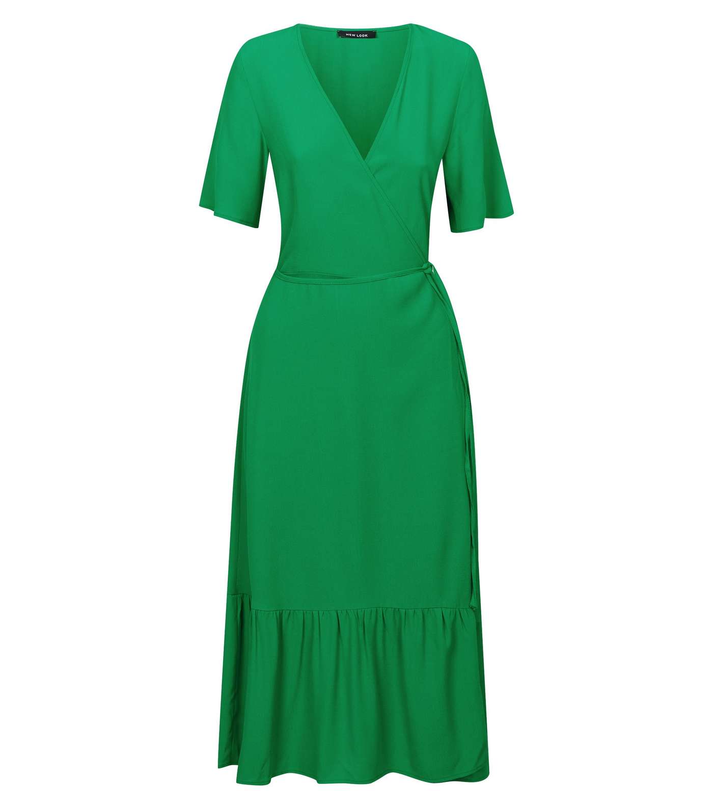 Green Tiered Midi Wrap Dress Image 4