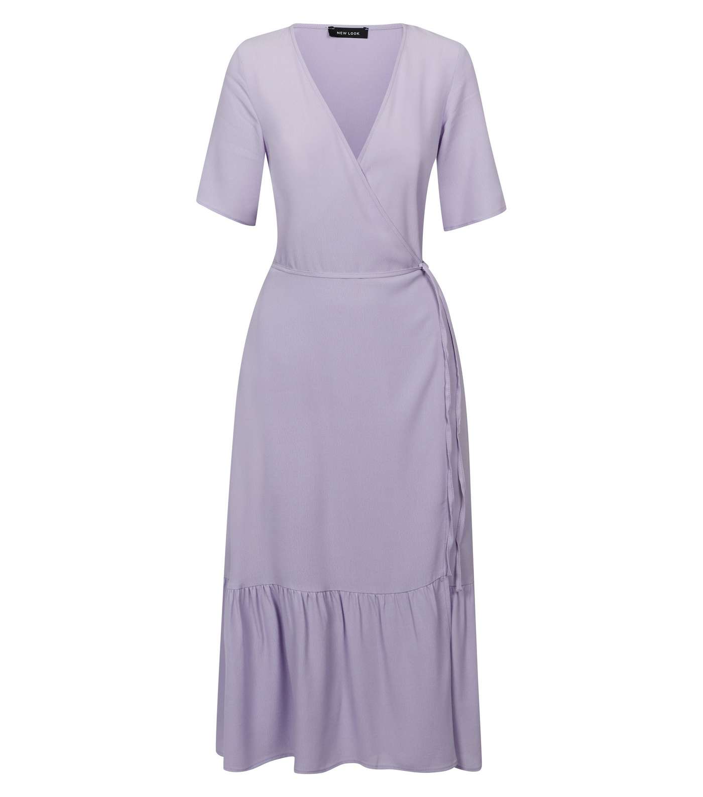 Lilac Tiered Wrap Midi Dress Image 4