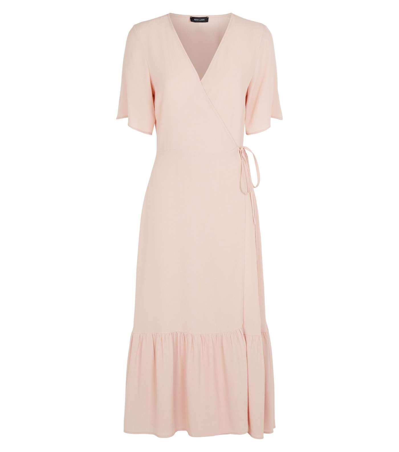 Pink Tiered Midi Wrap Dress Image 4