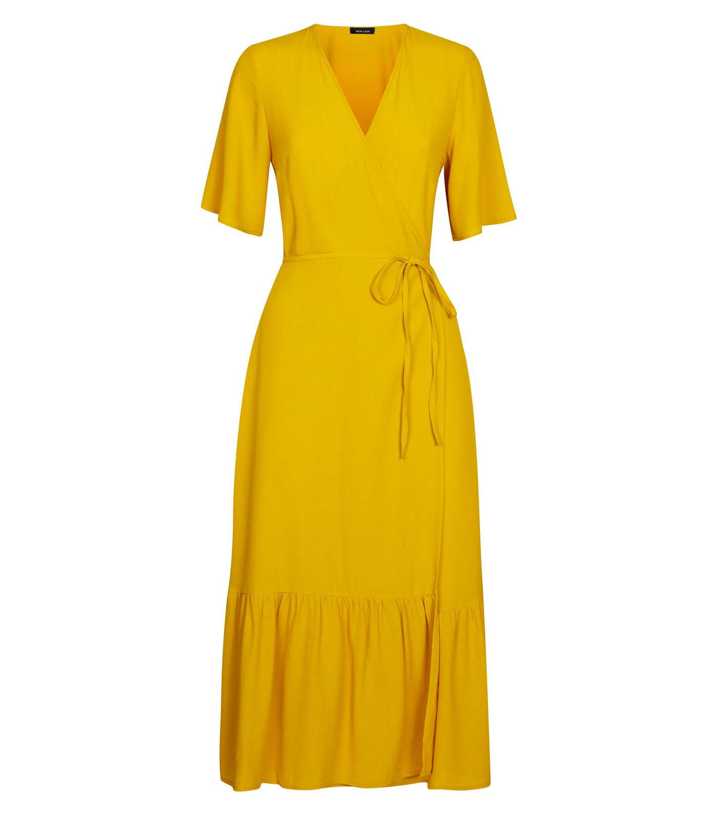 Mustard Tiered Midi Wrap Dress Image 4