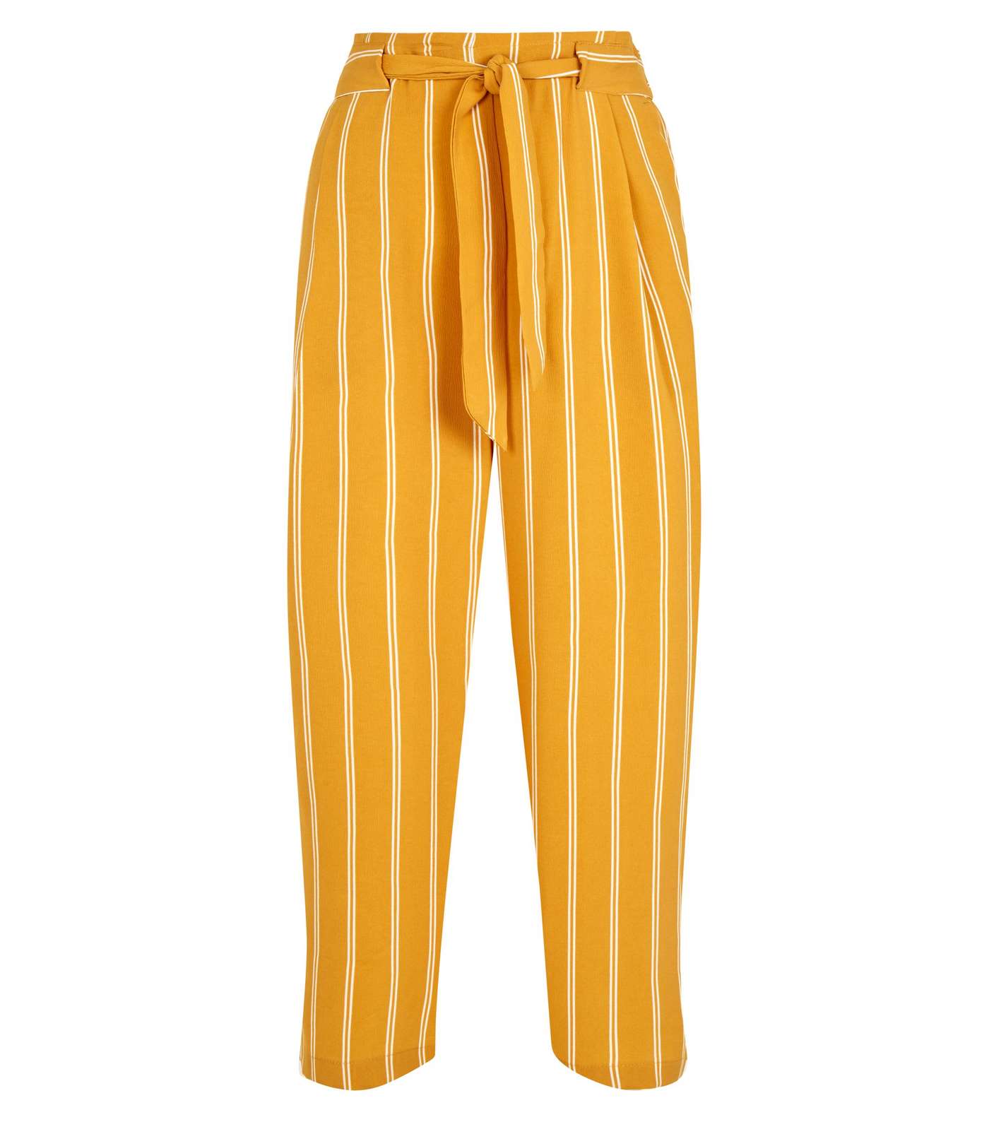 Mustard Stripe Crop Trousers Image 4
