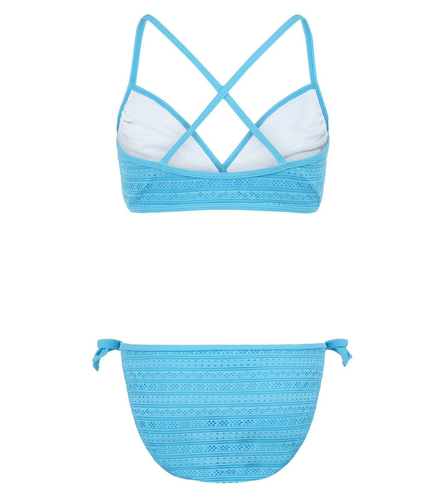 Girls Turquoise Crochet Cross Back Bikini Set  Image 2