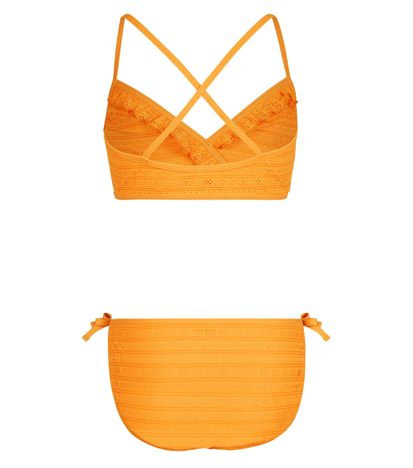Girls Orange Crochet Cross Back Bikini Set  Image 2