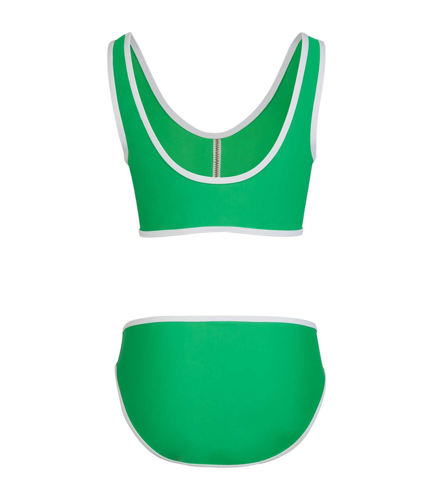 Girls Green Neon Zip Crop Bikini Set  Image 2