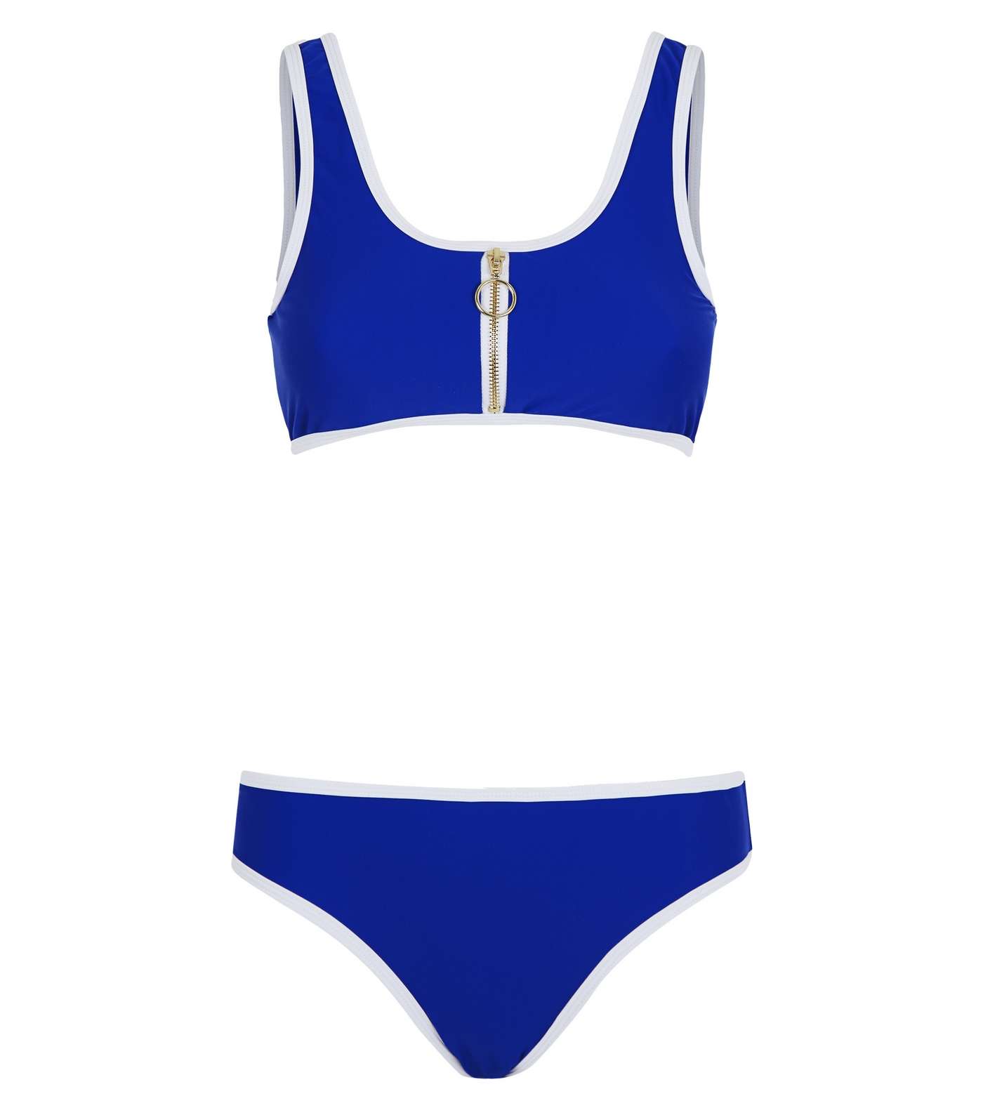 Girls Blue Zip Crop Bikini Set 