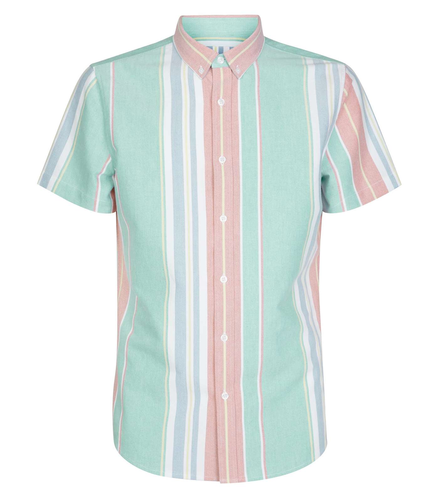 Mint Green Multi Stripe Short Sleeve Shirt  Image 4