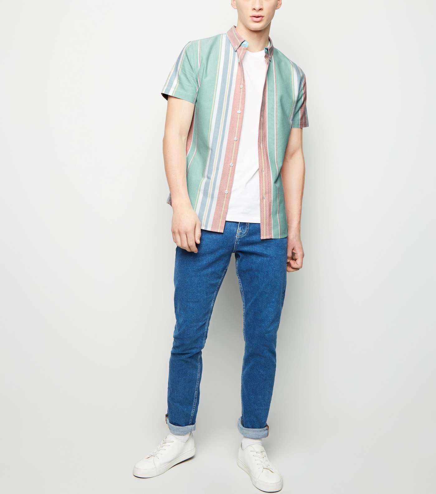 Mint Green Multi Stripe Short Sleeve Shirt  Image 2