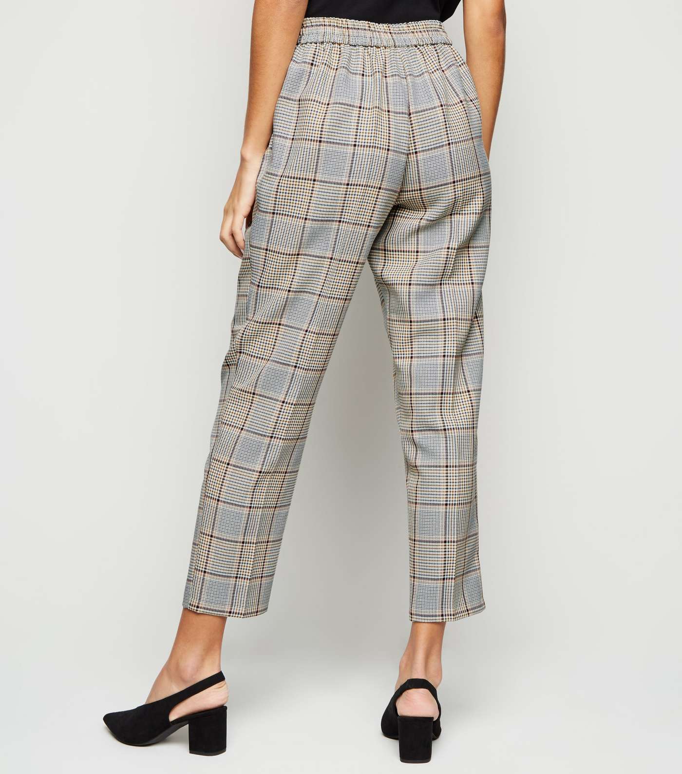 Brown Check High Waist Trousers Image 3