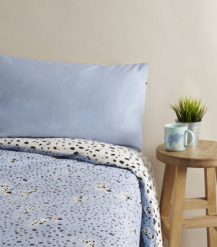 Blue Dalmatian Print Double Duvet Set New Look