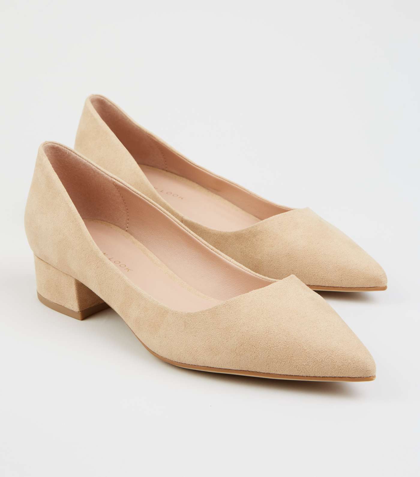 Light Brown Suedette Pointed Court Shoes Image 4
