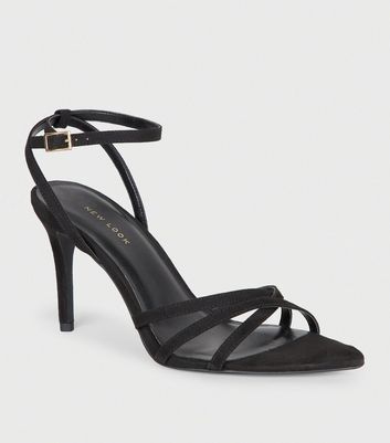 Black Suedette Strappy Pointed Toe 