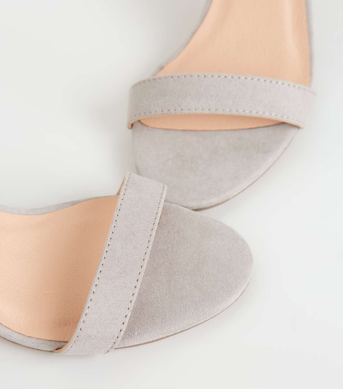 Grey Suedette Ankle Strap Stiletto Heels Image 4
