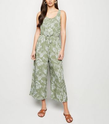 green leaf print jumpsuit