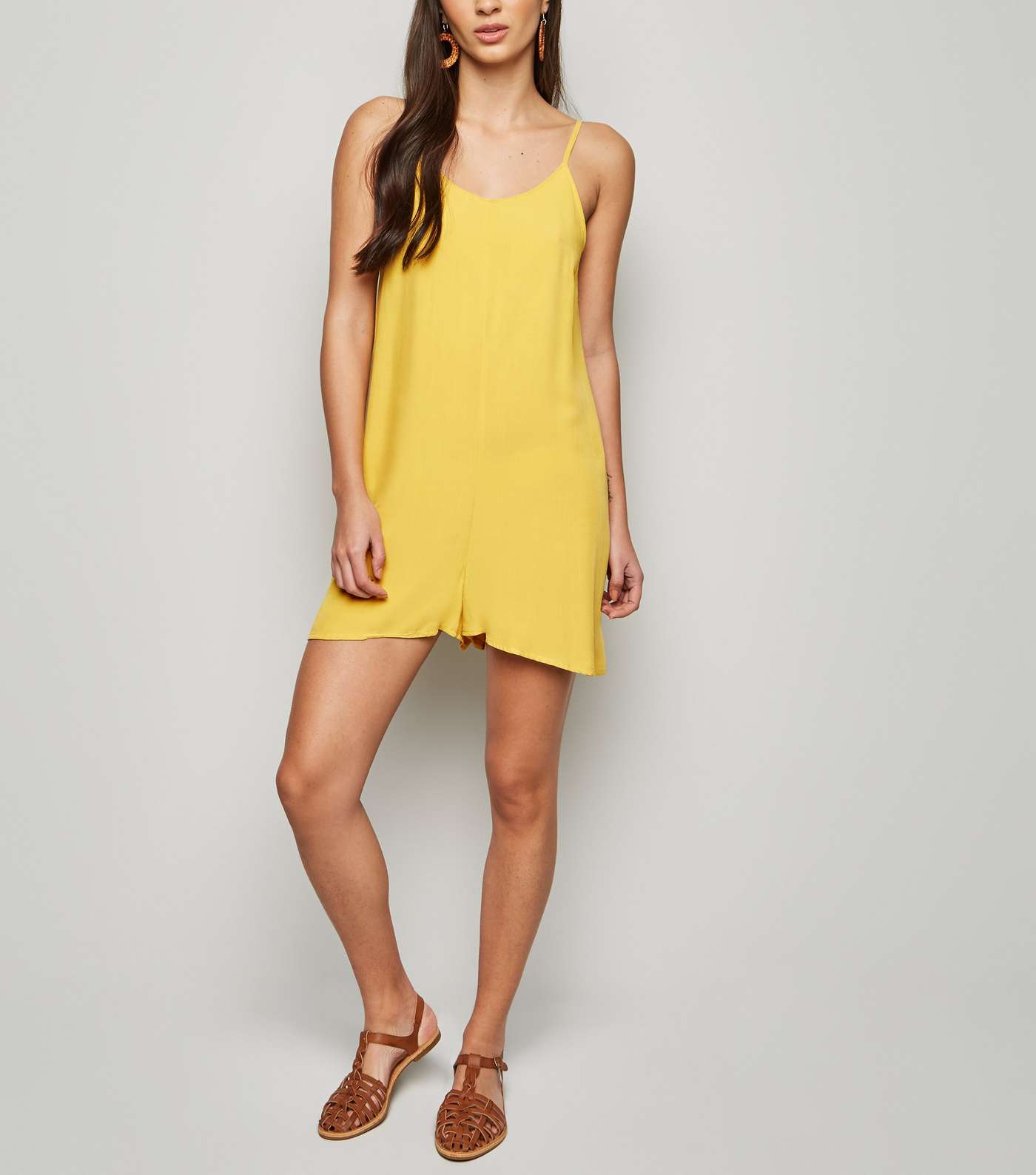 Yellow Strappy Woven Playsuit  Image 2