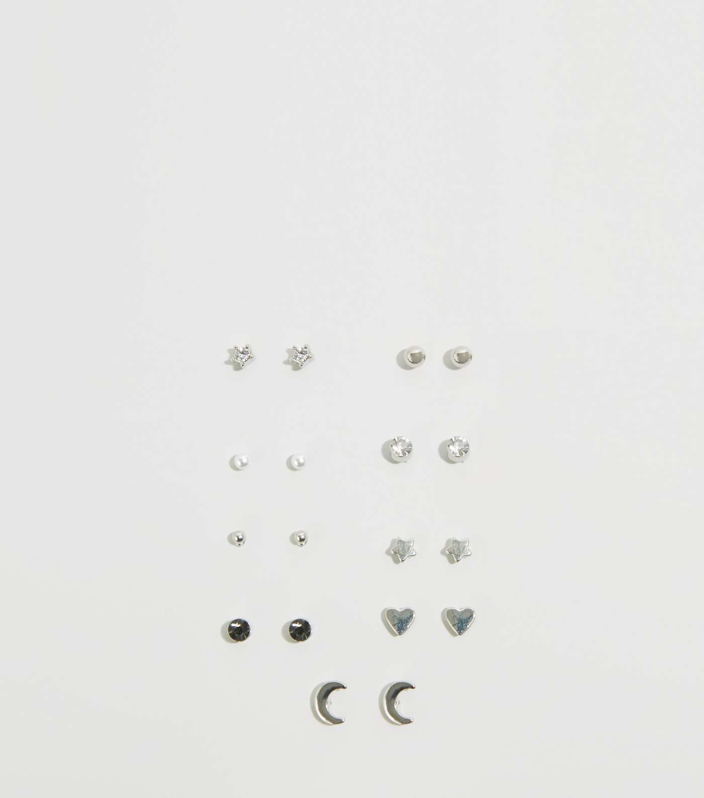 9 Pack Silver Mixed Tiny Stud Earrings