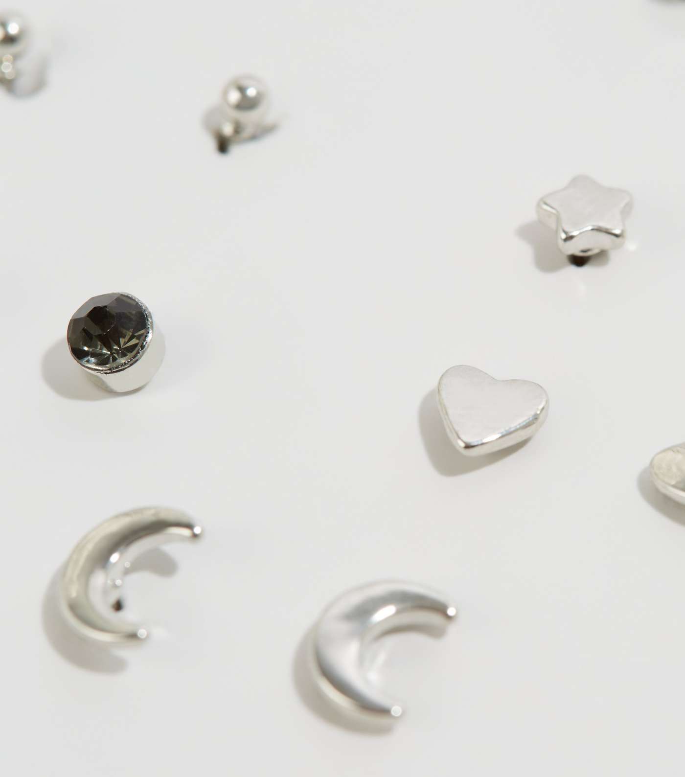 9 Pack Silver Mixed Tiny Stud Earrings Image 3