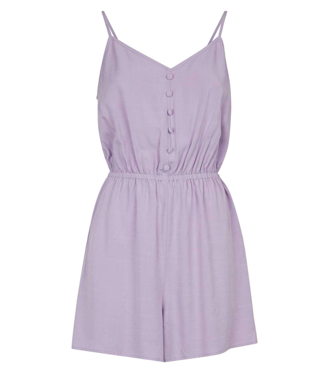 Lilac Strappy Button Front Playsuit Image 4