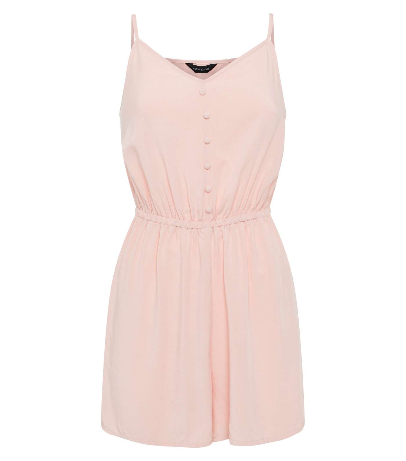 Pink Strappy Button Front Playsuit Image 4