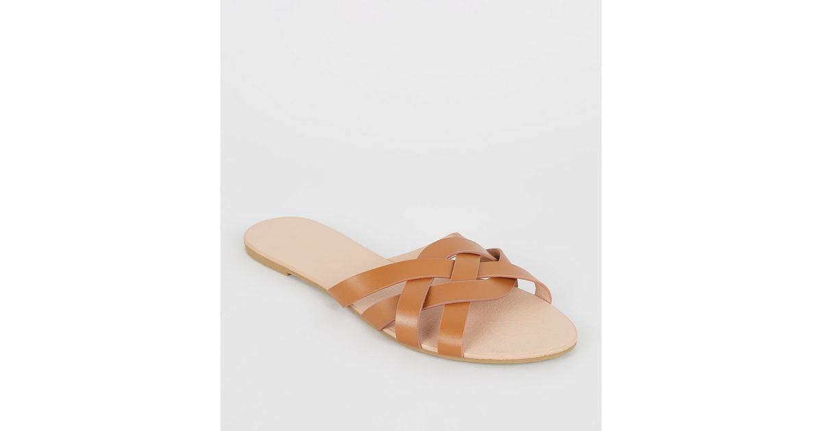 tan leather slider