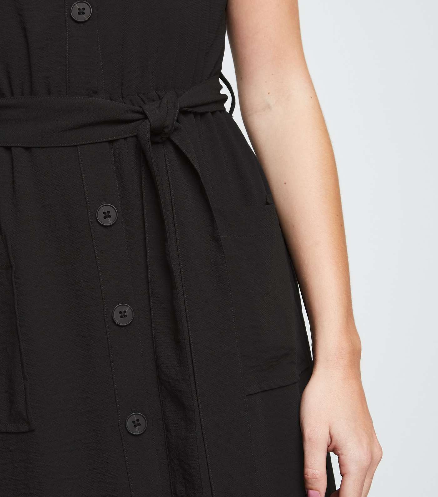 Black Short Sleeve Midi Shirt Dress  Image 5