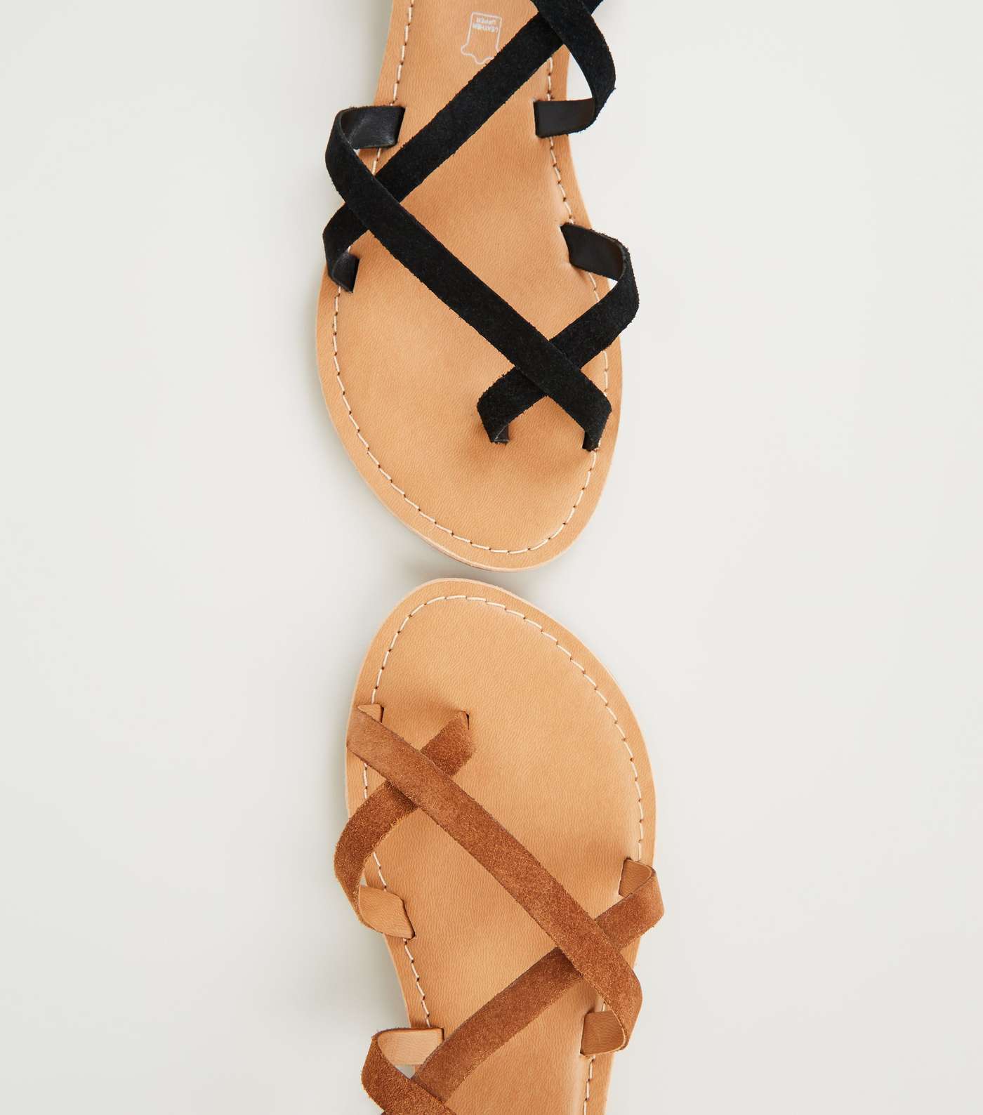 Tan Suede Multi Strap Flat Sandals Image 4