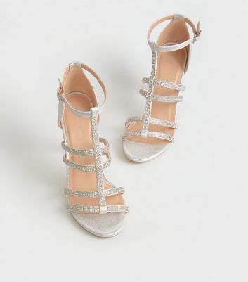 Silver Diamanté Gladiator Stiletto Heels New Look Vegan shop for Silver Diamanté Gladiator Stiletto Heels New Look Vegan at Shopo