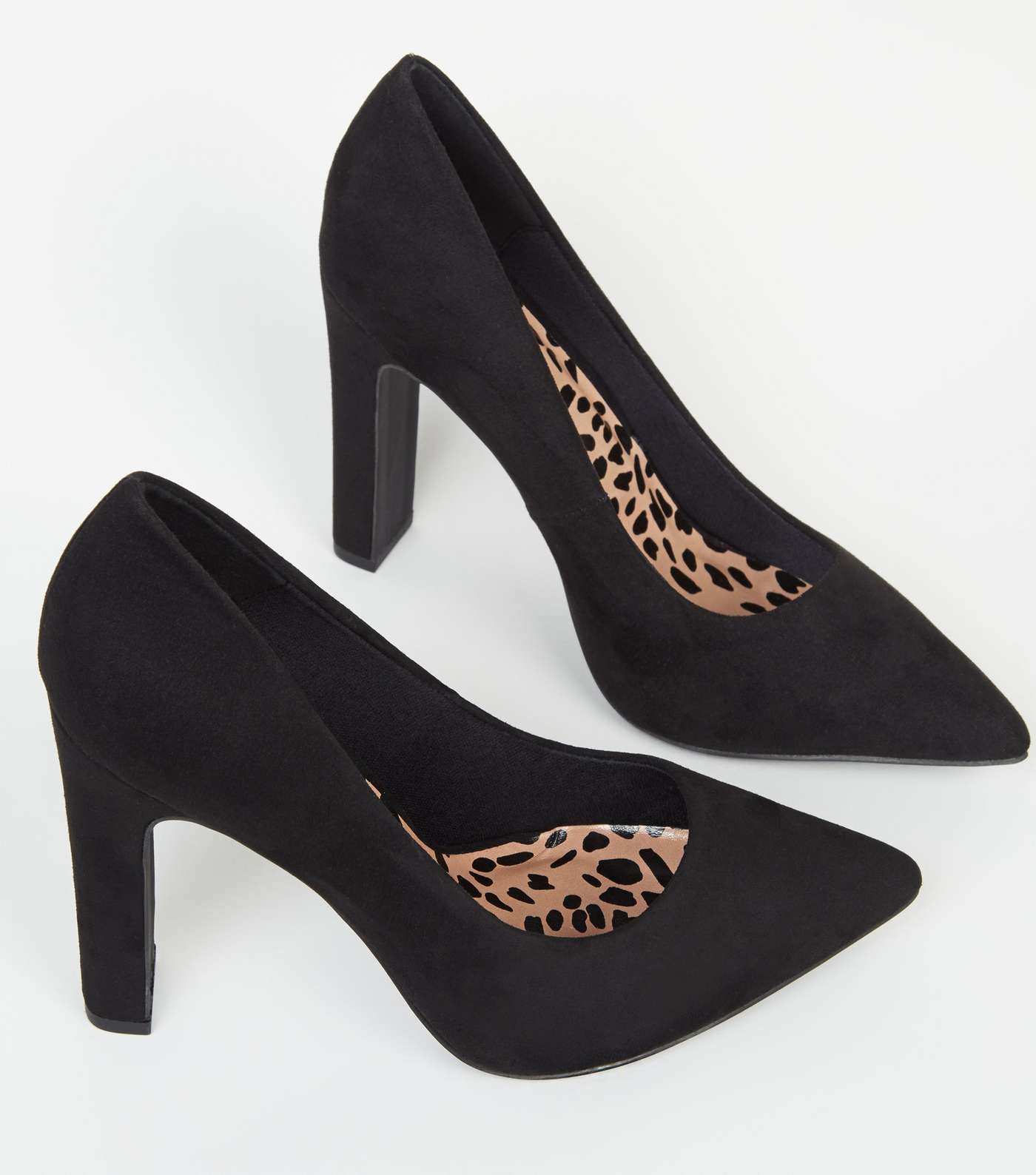 Wide Fit Black Suedette Pointed Courts Image 4
