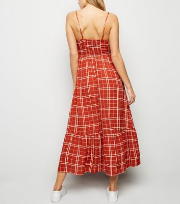 red checked dress new look