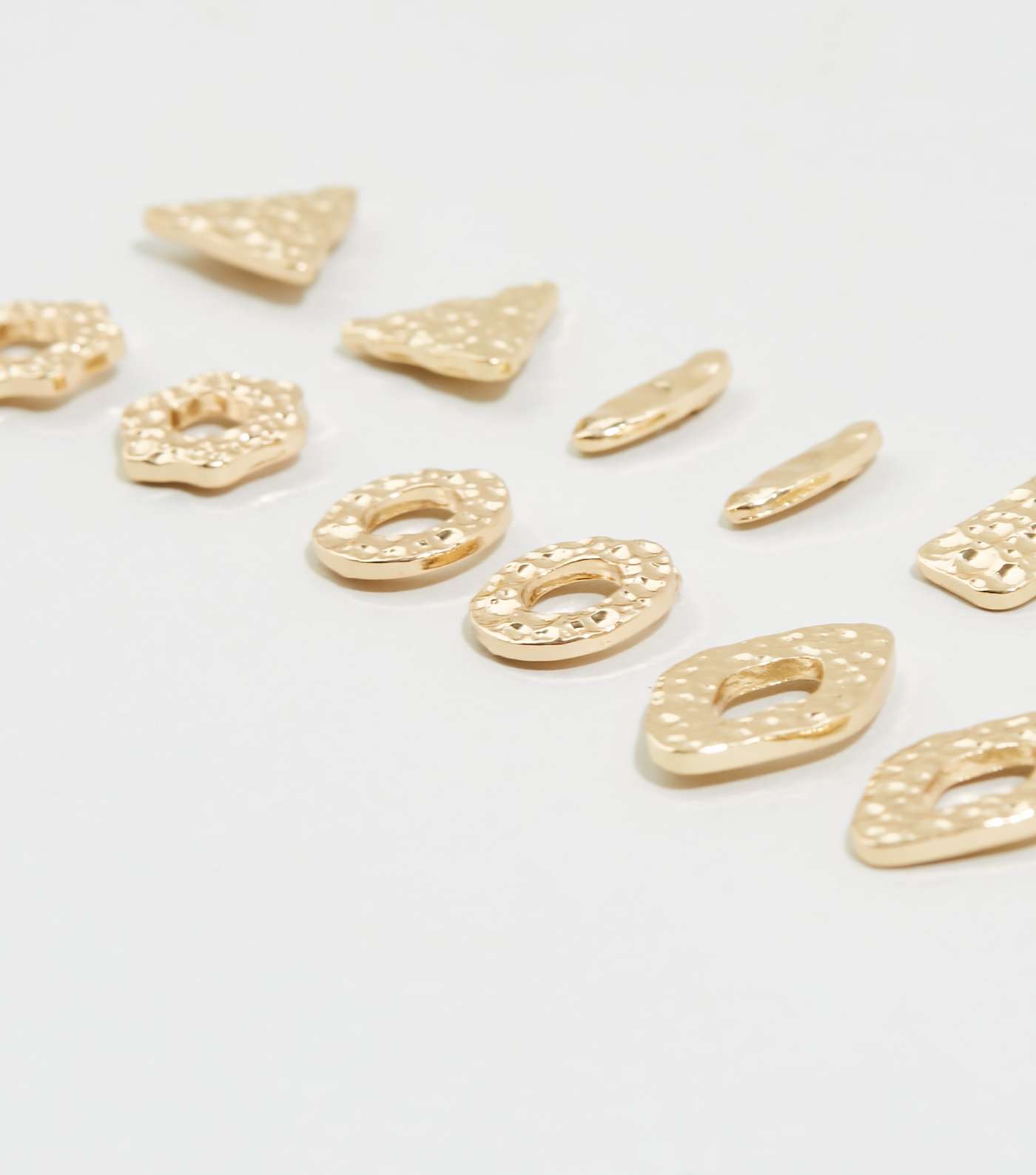 6 Pack Gold Hammered Shape Earrings Image 3