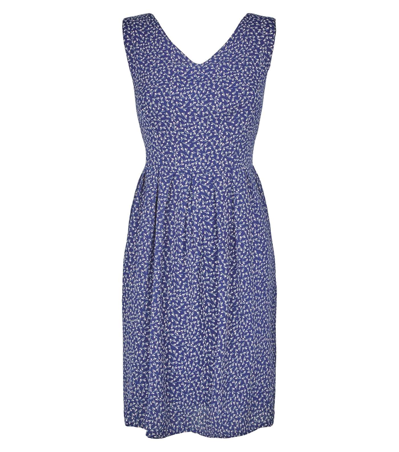 Blue Vanilla Navy Leaf Tie Waist Dress Image 4