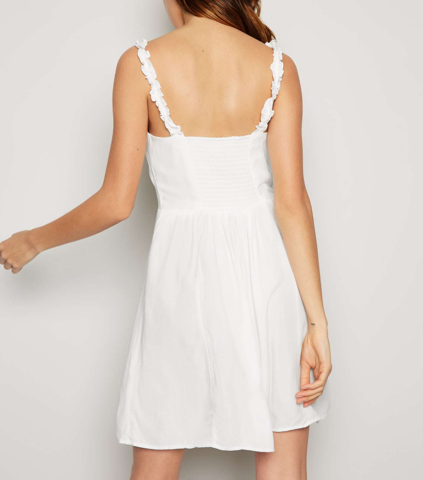 White Frill Trim Mini Dress Image 3