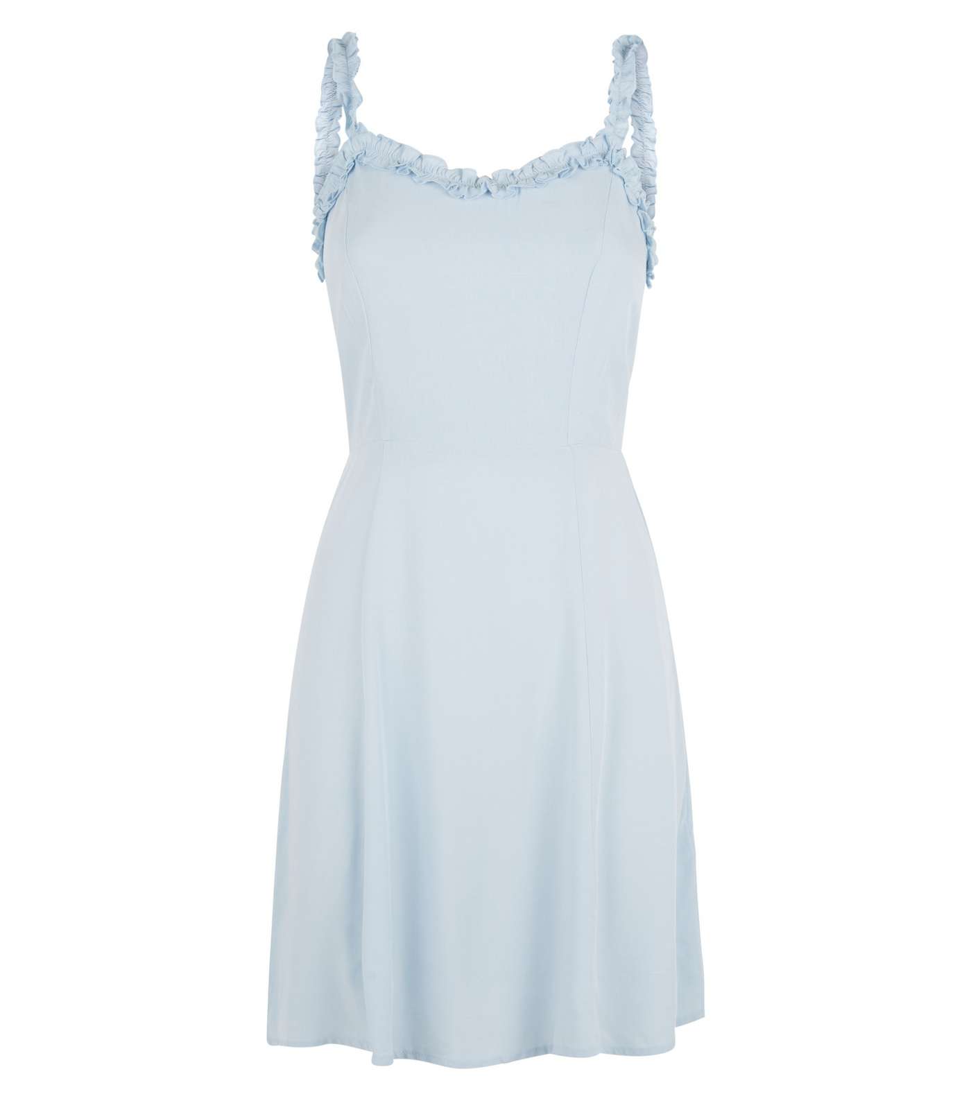 Pale Blue Frill Trim Mini Dress Image 4