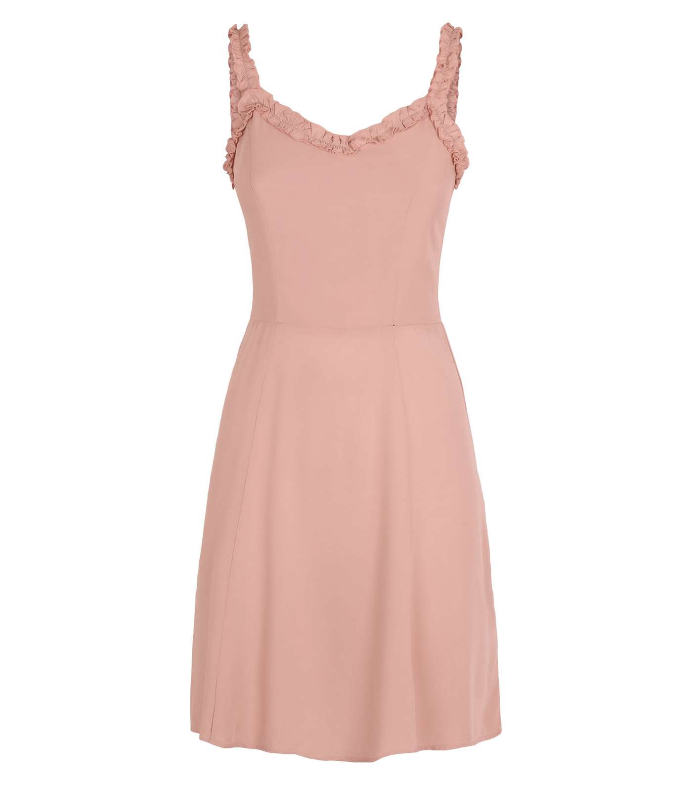 Pale Pink Frill Trim Mini Dress Image 4