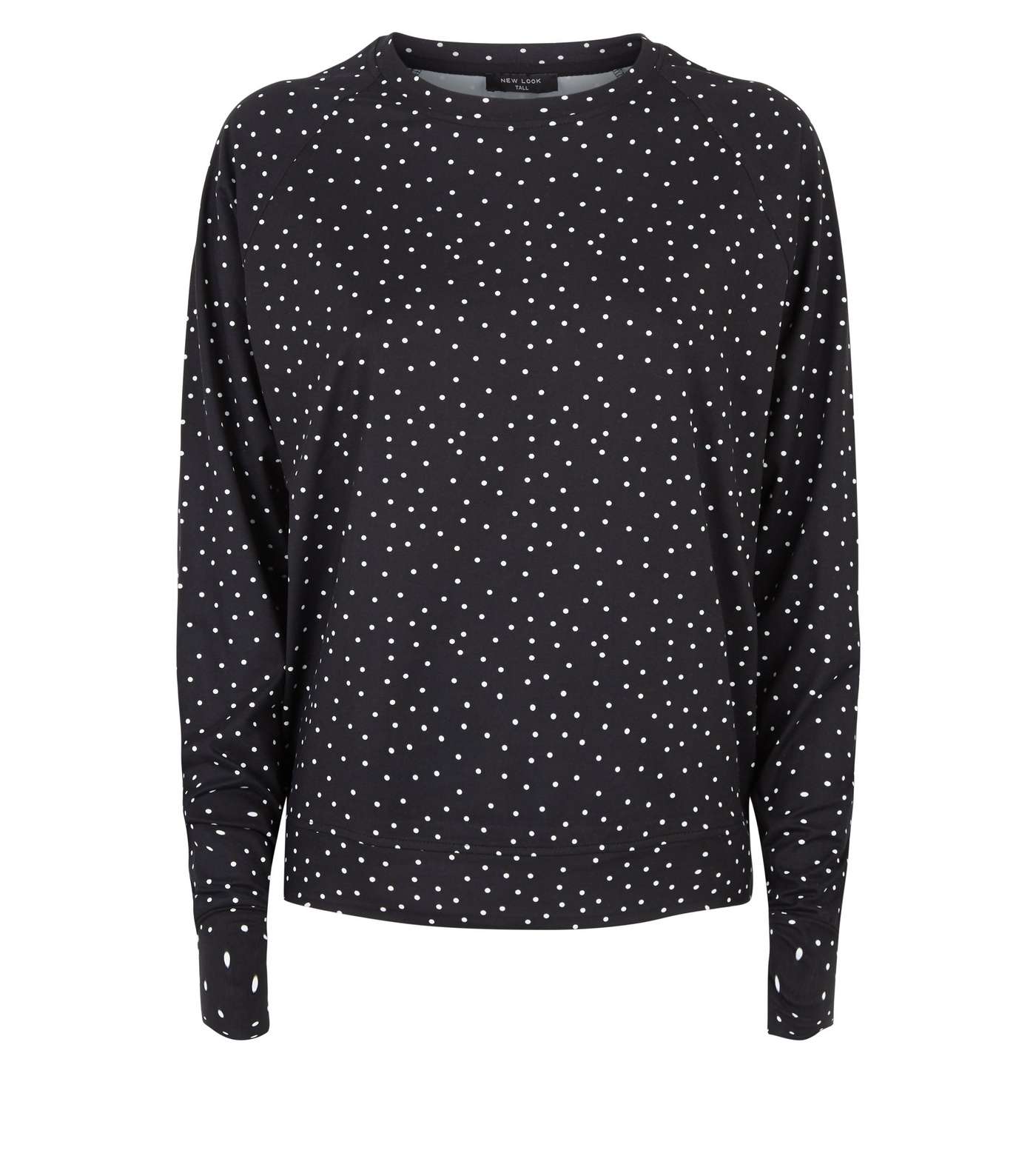Tall Black Spot Print Soft Touch Pyjama Sweatshirt Image 4
