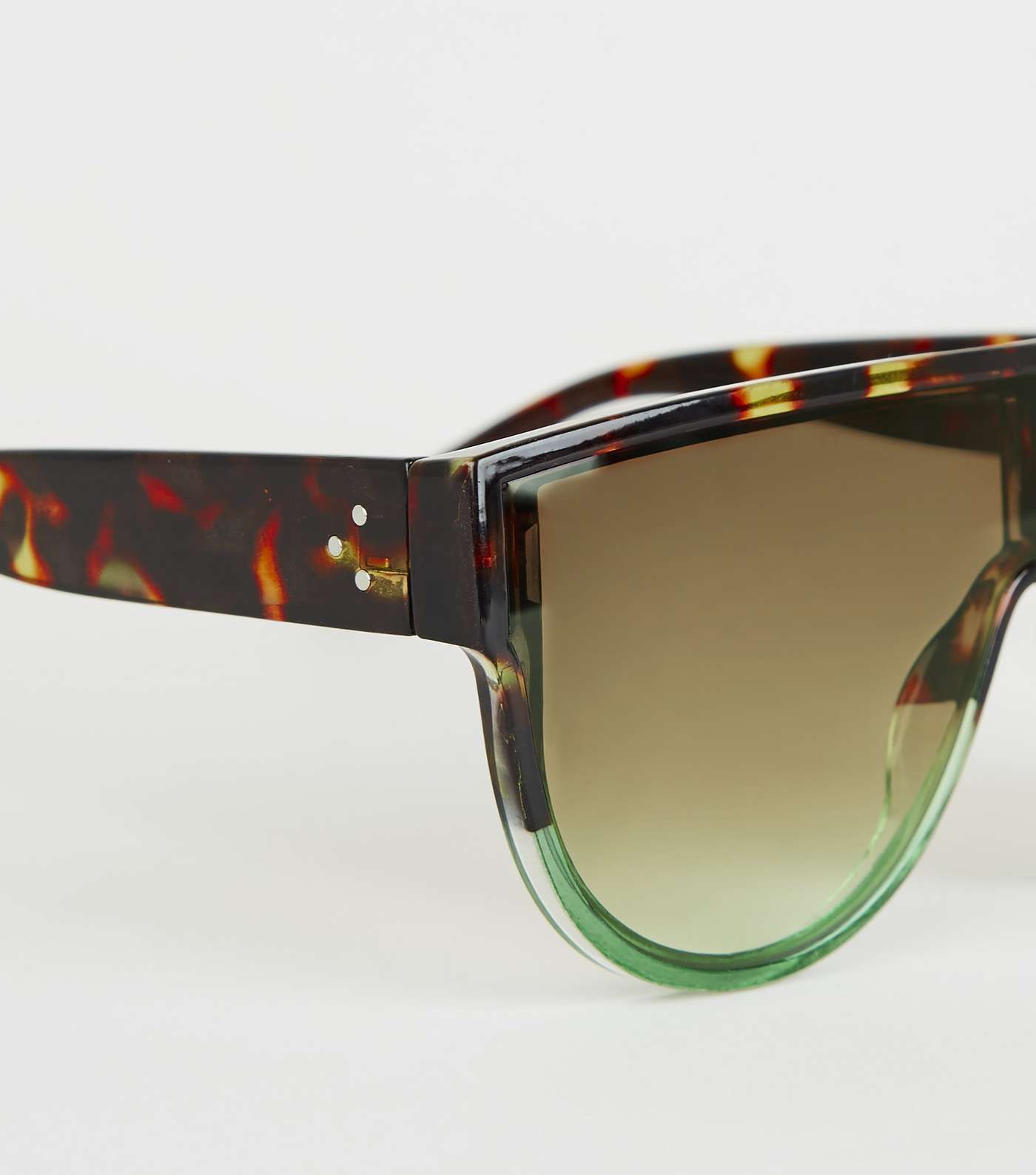 Green Faux Tortoiseshell Flat Top Sunglasses Image 3