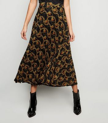 pleated chain print skirt