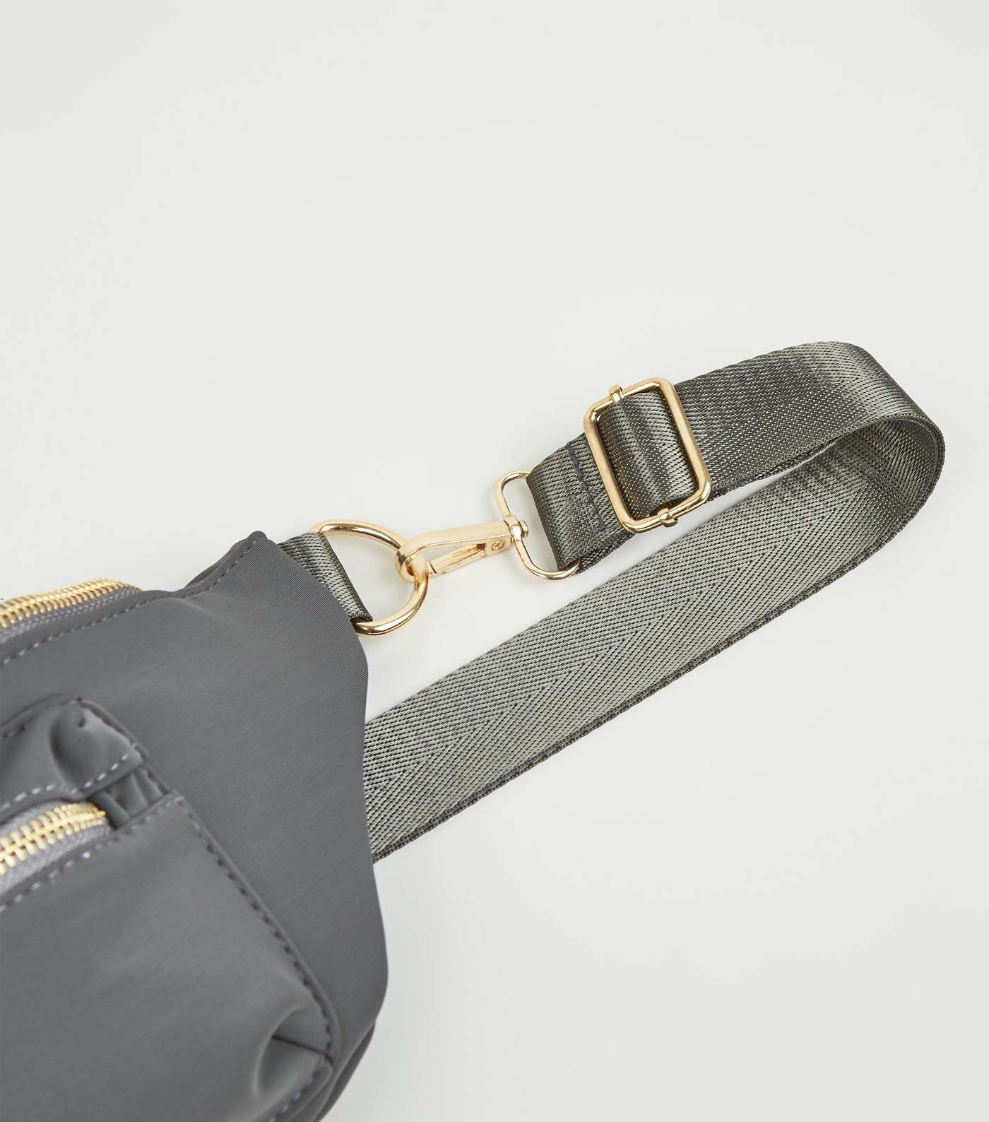Grey High Shine Utility Zip Bum Bag Image 5